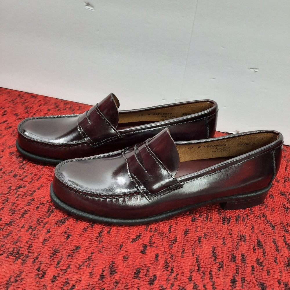 New G.H. Bass Topsider Loafers Smooth Leather Burgandy Shoes Size 10